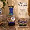 Unique Vintage Cloisonné Vase & Lidded Box Duo