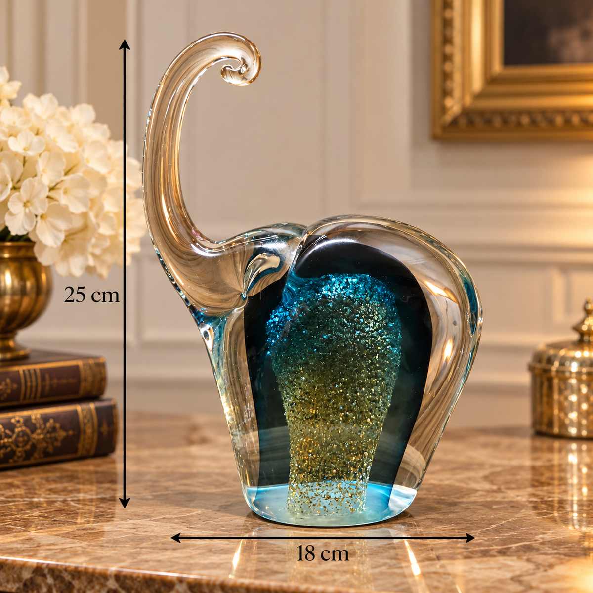 Murano Ocean Sparkle Glass Elephant – A Jewel of Elegance