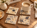 Vintage Blue Floral Coaster Set