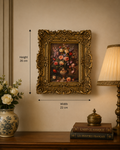 Vintage Floral Still Life in Ornate Resin Gold Frame