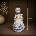 Delft Girl with Lamb Figurine