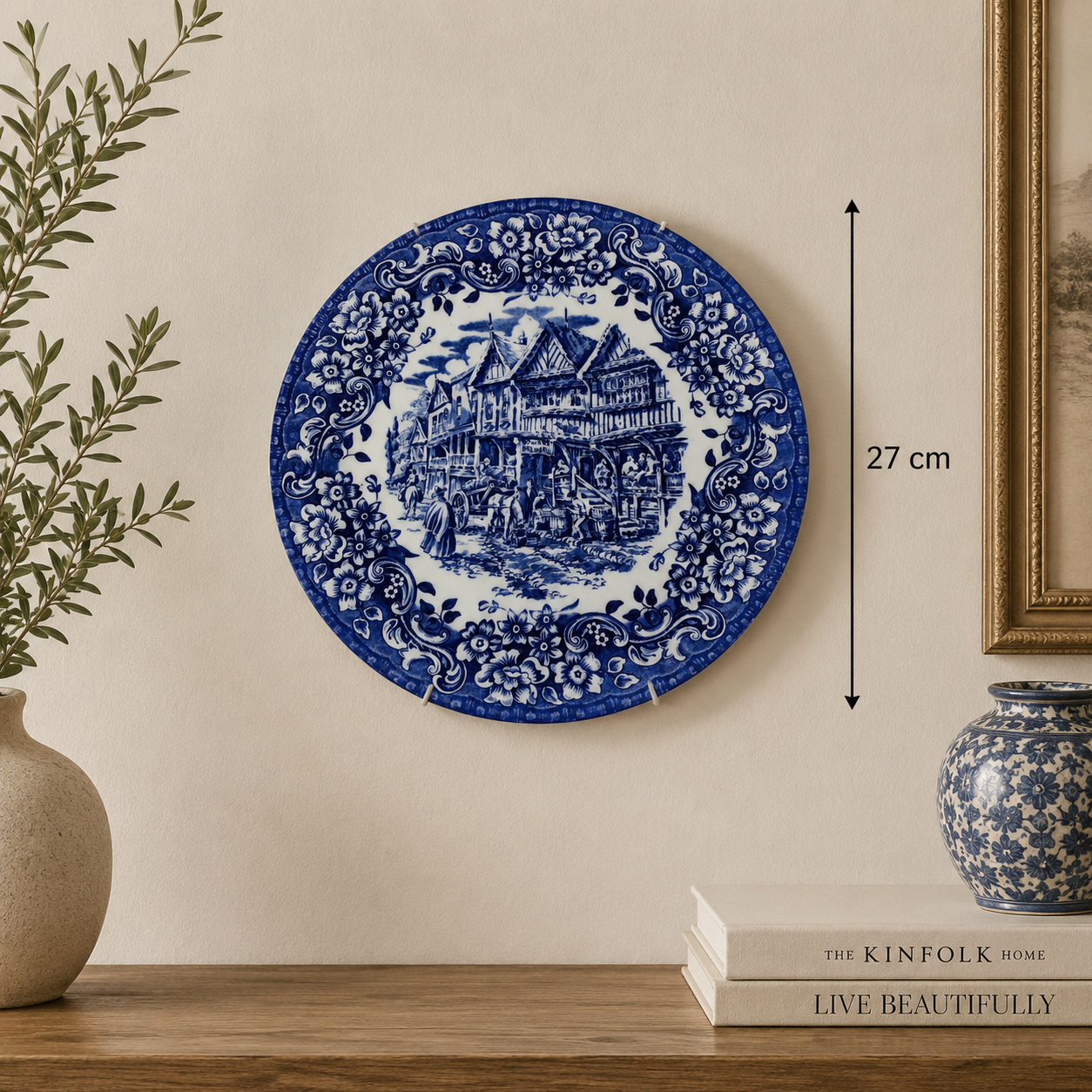 Vintage Boch La Louvière Delft Blue Decorative Wall Plate