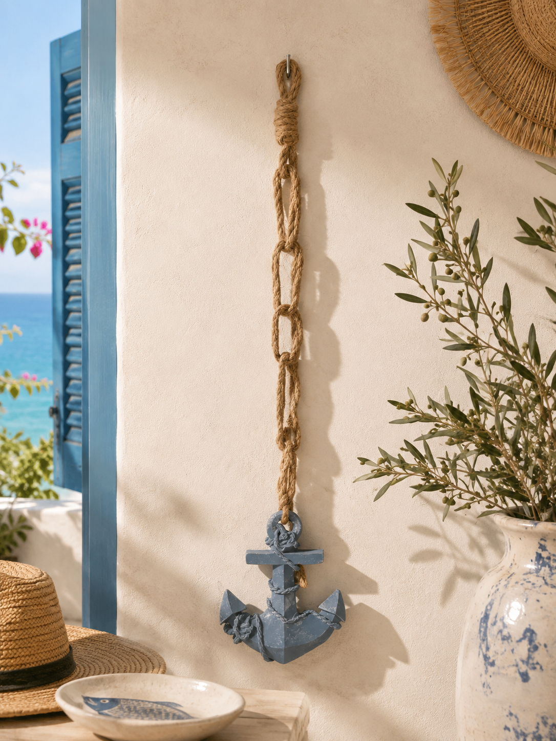 Coastal Rope & Anchor Wall Décor - 53 cm height