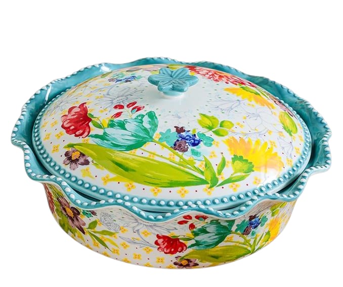 A lidded serving bowl from The Pioneer Woman collection