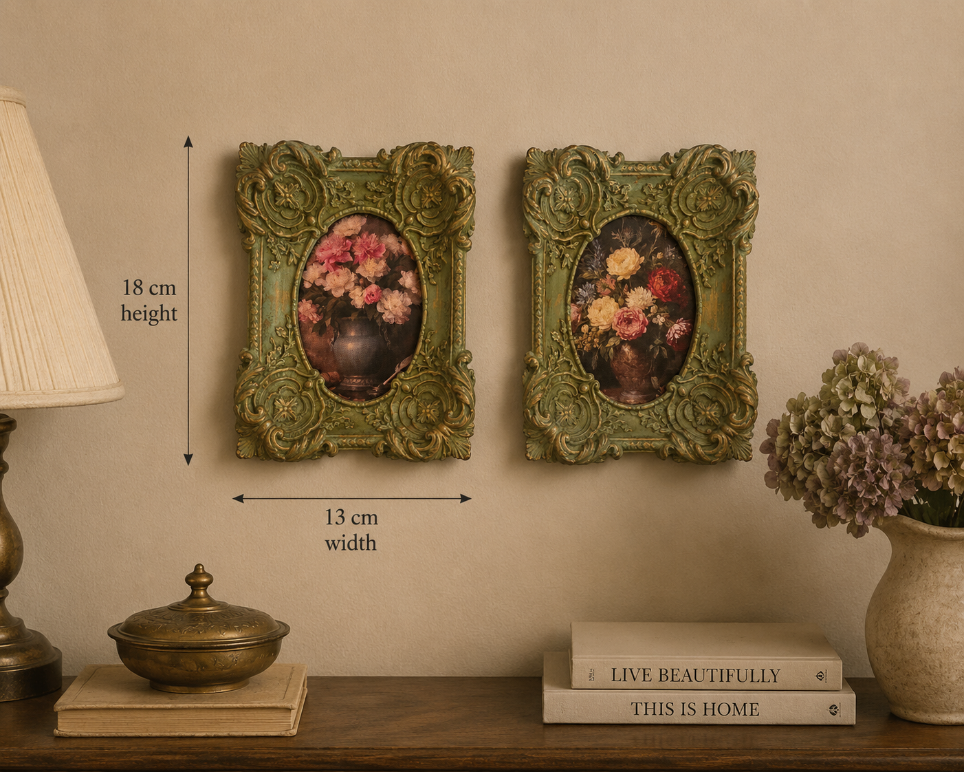 Vintage Floral Ornate Wall Frames – Set of 2