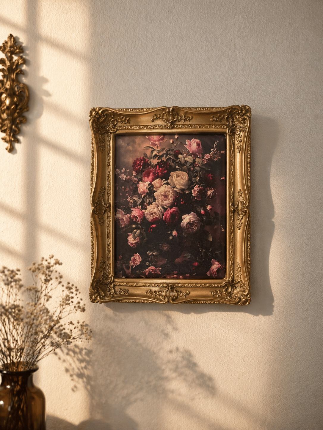 Vintage Floral Artwork Frame – Gold Classic Elegance