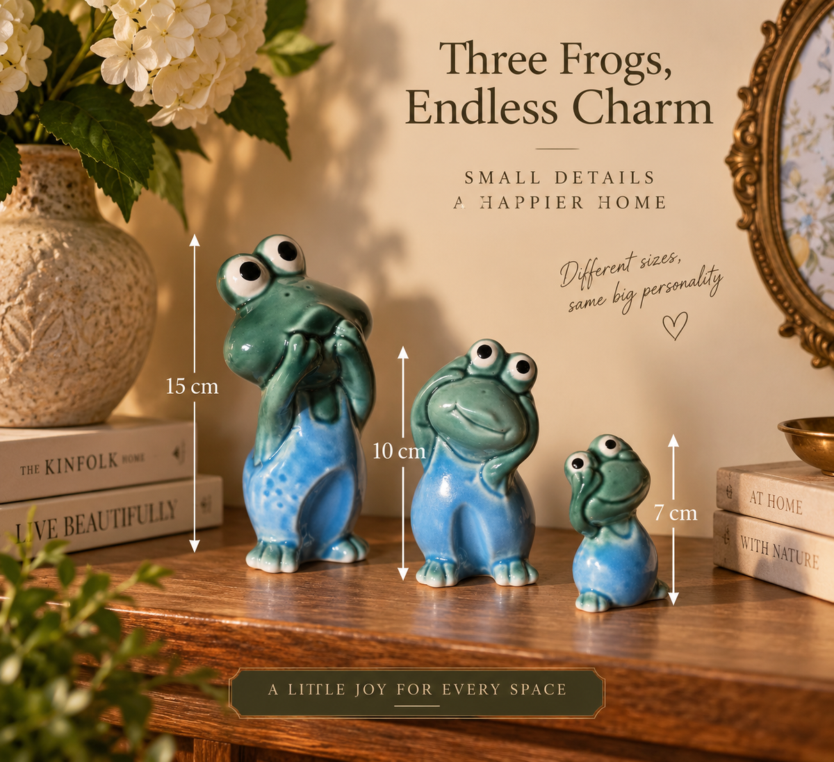 Playful Ceramic Frog Trio – Set of 3