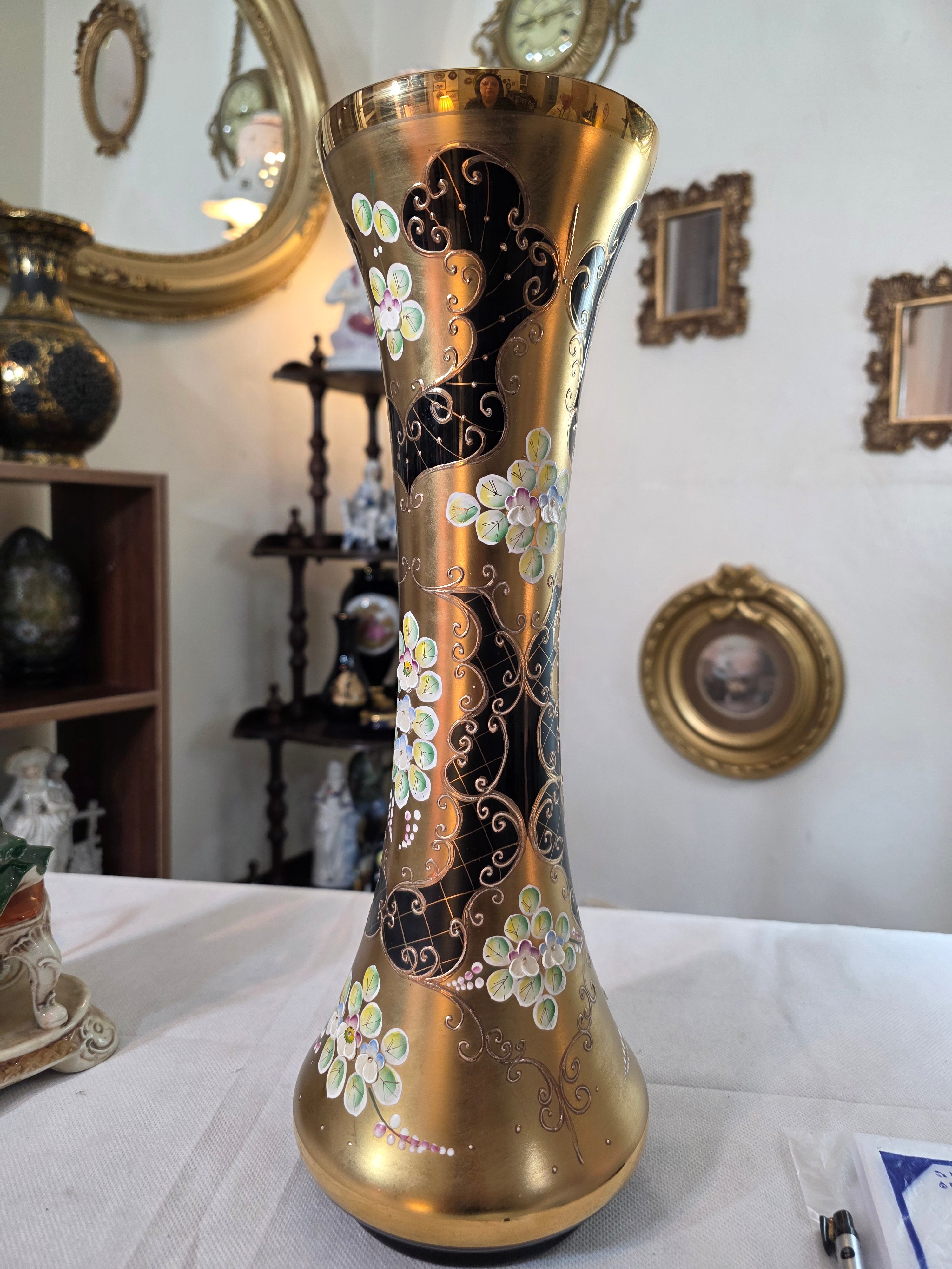 Bohemian Black tall vase