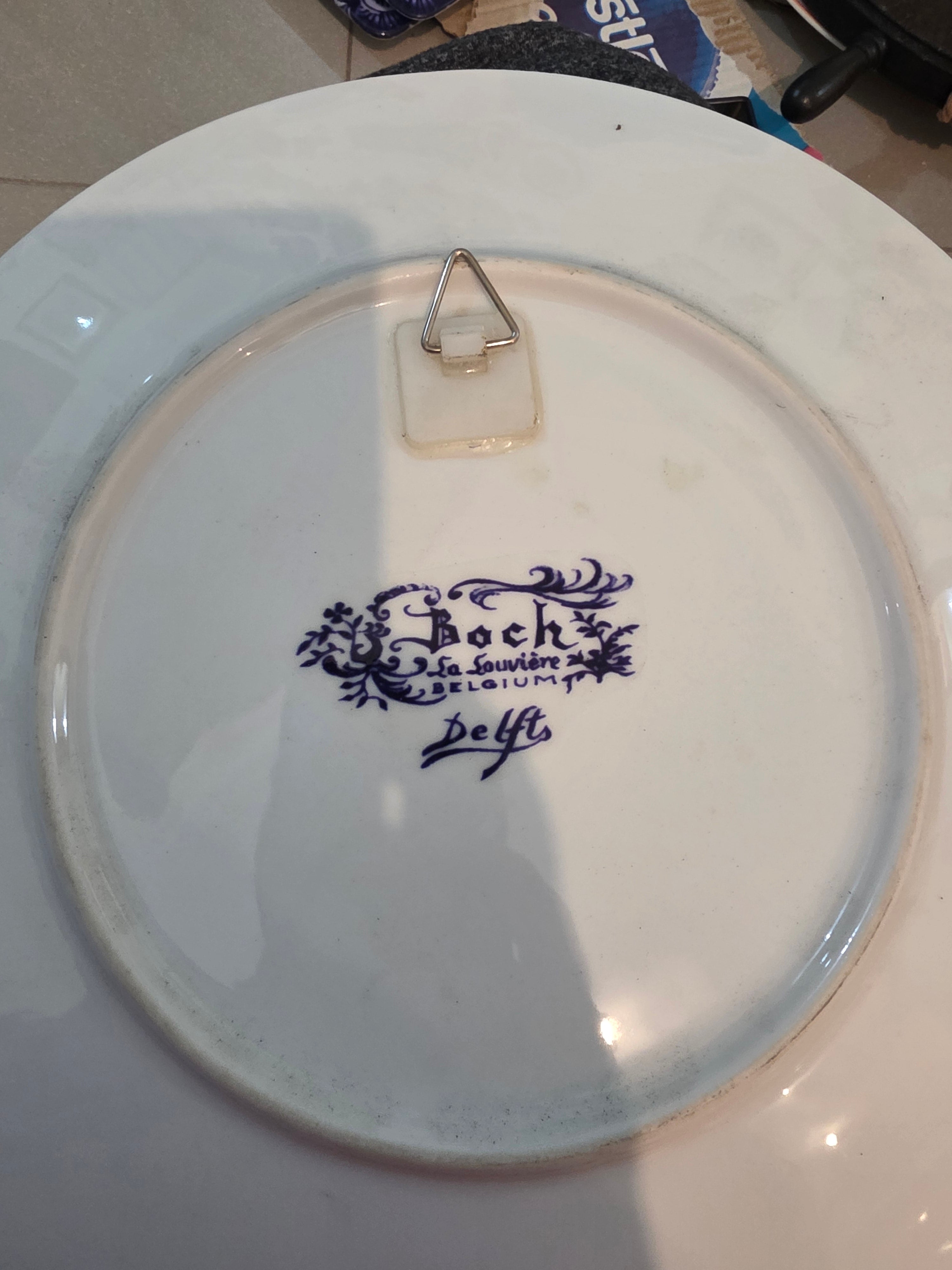 Vintage Boch La Louvière Delft Blue Decorative Wall Plate