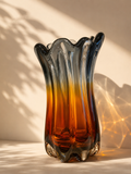 Smoky Amber Murano Art Glass Vase