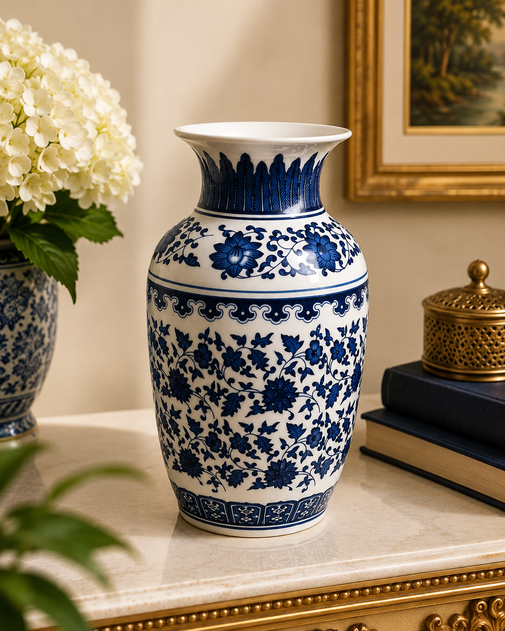 Bleu Blanc Floral Vase