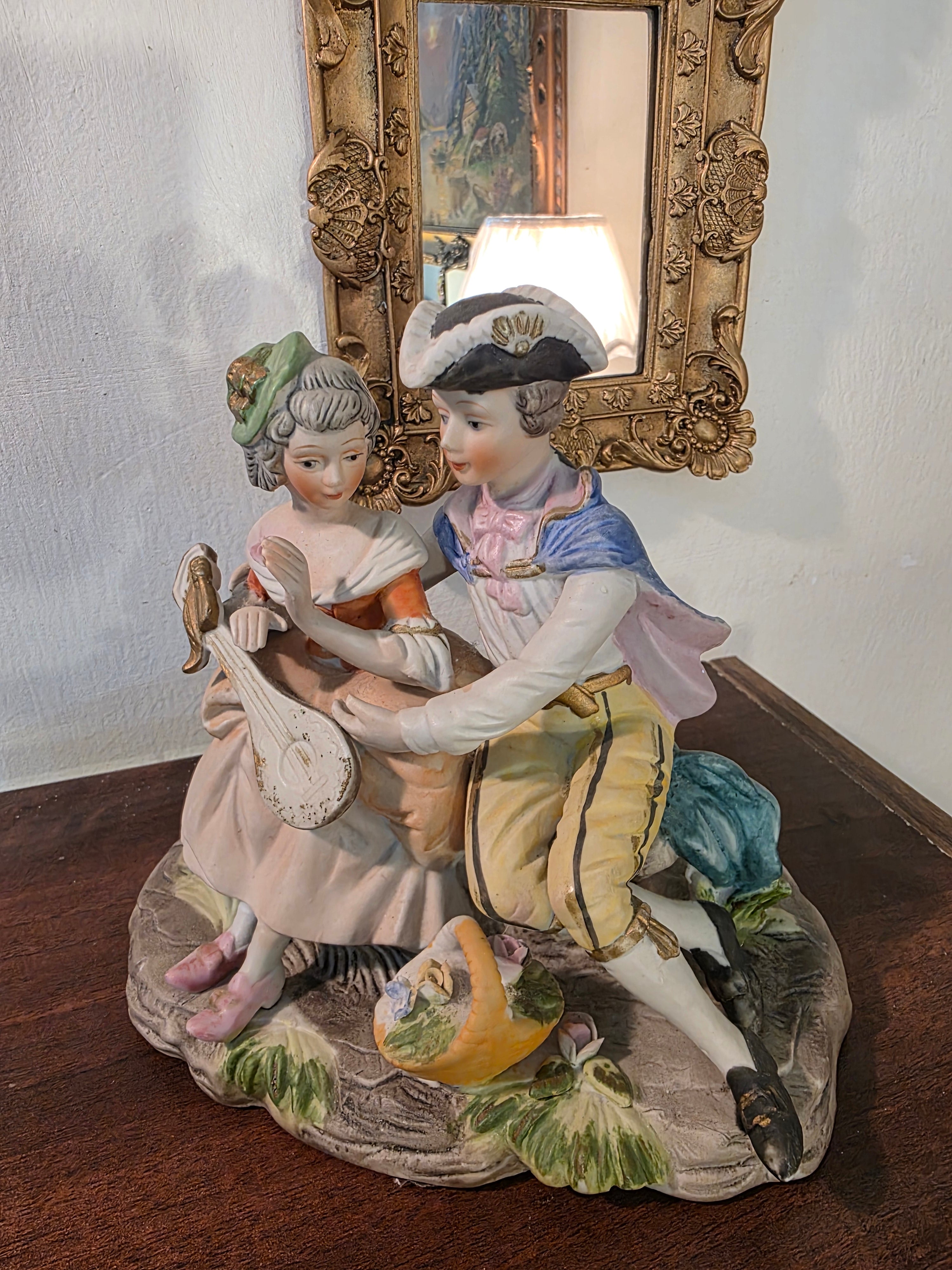 Royal Crown Porcelain Romantic Couple Figurine – Vintage Musical Scene