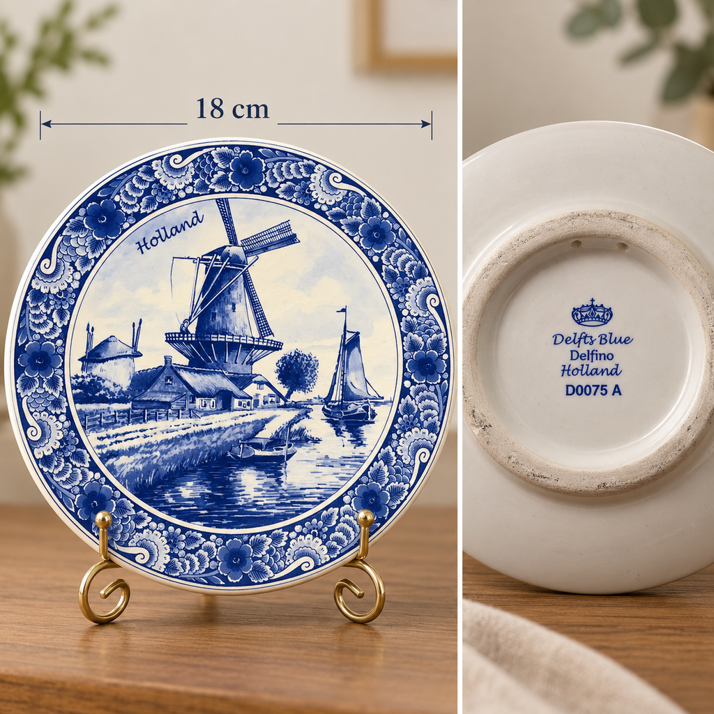 Dutch Countryside Charm – Delft Blue Holland Decorative Plate | 18 cm