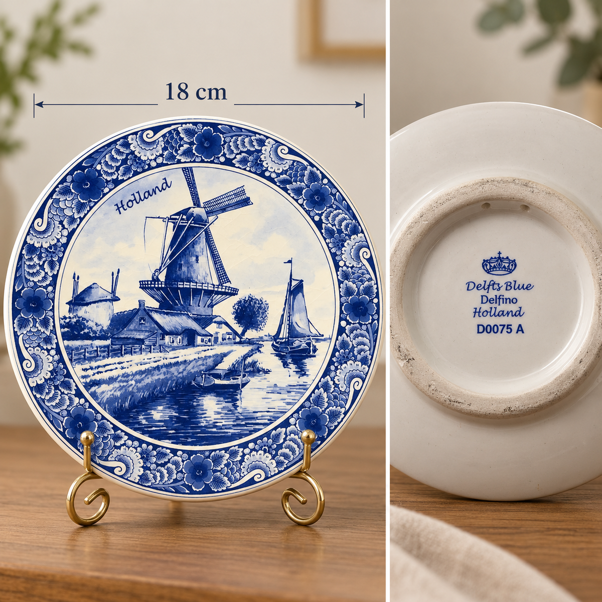 Dutch Countryside Charm – Delft Blue Holland Decorative Plate | 18 cm