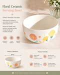 🌼 Floral Garden Ceramic Serving Bowl – 22 cm