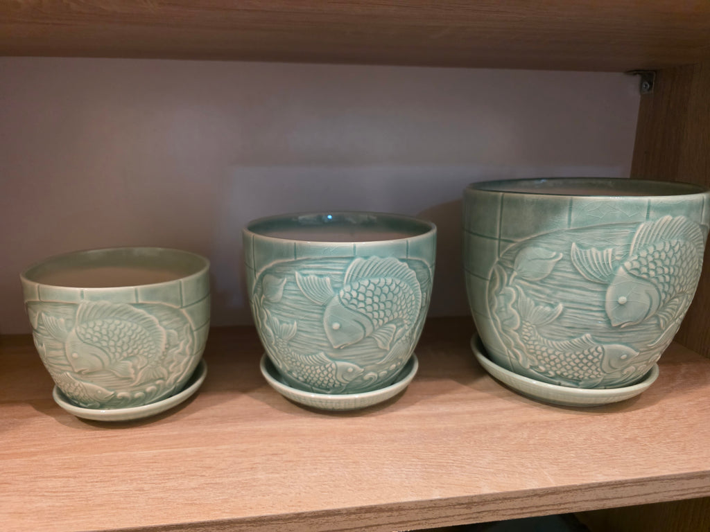 Celadon Koi Planter Set