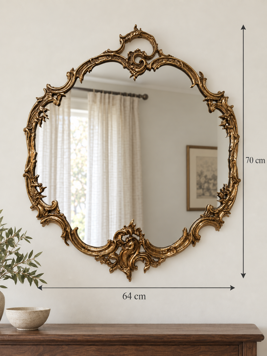 Vintage Ornate Copper Wall Mirror