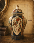 Vintage Imari Style Porcelain Temple Jar – Large Phoenix Covered Ginger Urn