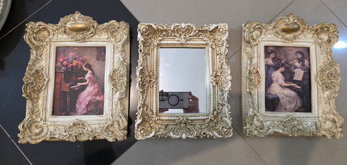 Vintage Romance – Ornate Ivory Wall Art & Mirror Collection - P123