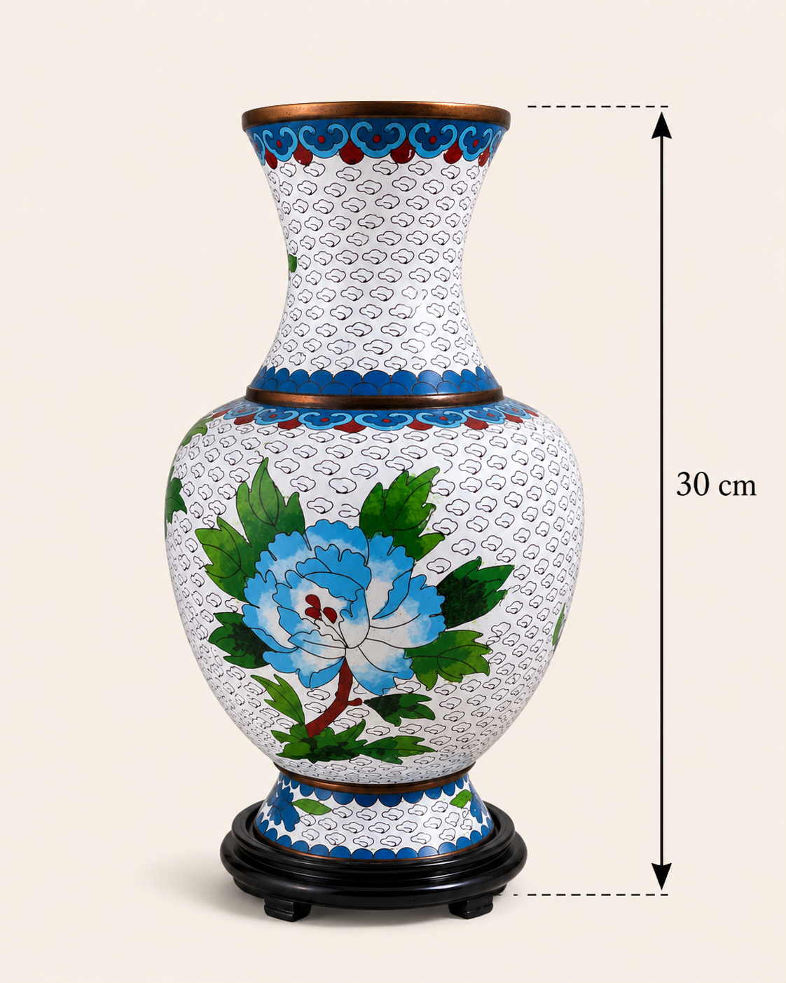 Elegant Old Cloisonné Floral Statement Vase