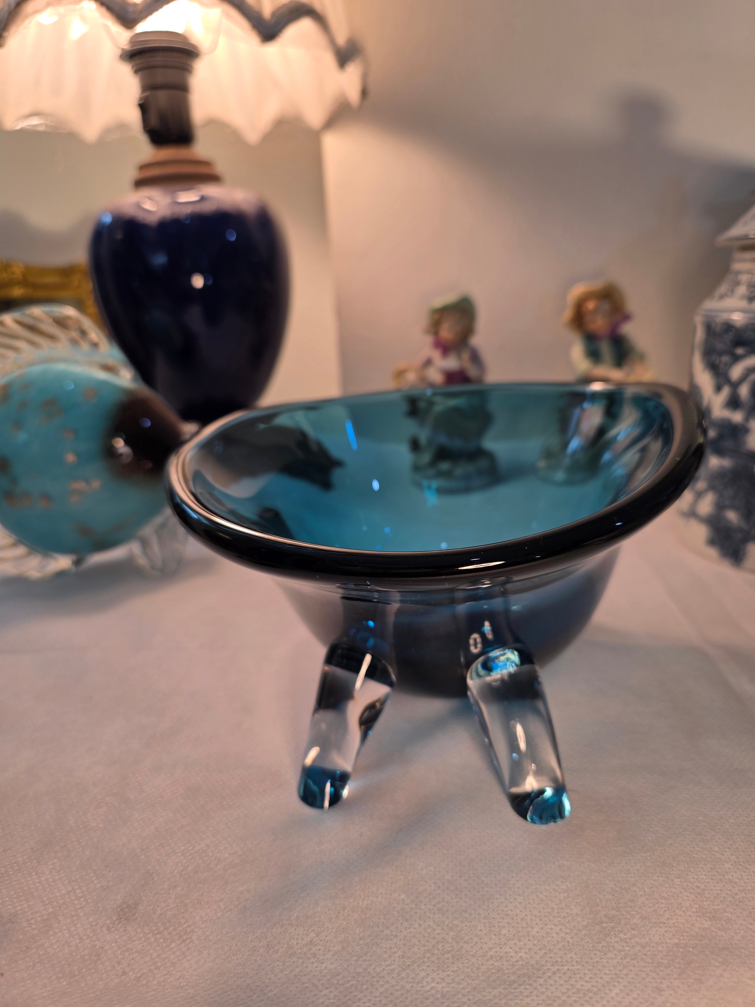 Murano Teal Sculpted Glass Bowl