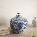 Bleu Blanc Porcelain Lidded Jar – Vineyard Motif