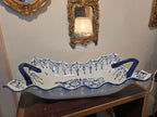 Bleu Blanc Scalloped Serving Bowl with Dual Handles - 25 cm