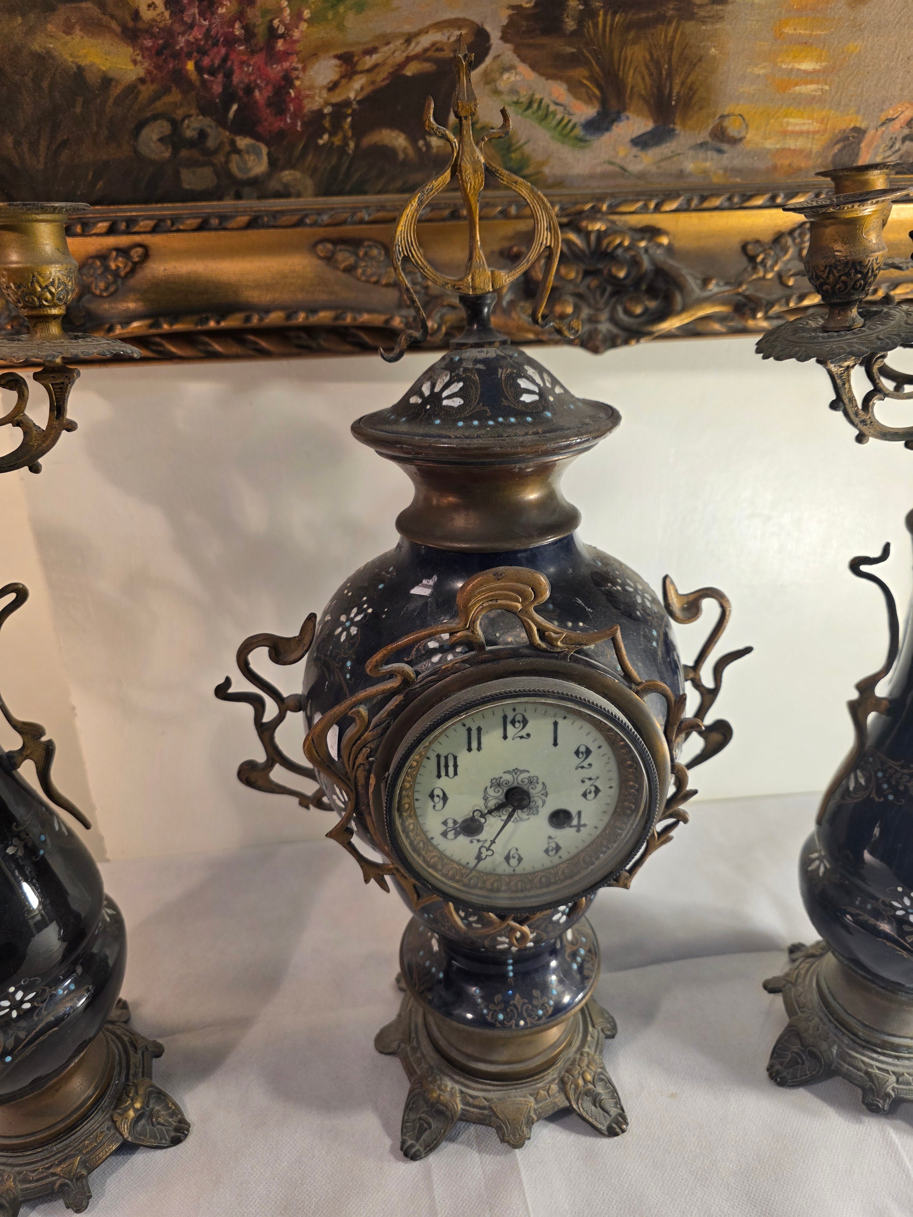 Antique Sèvres Garniture Set – Clock & Candelabra Pair