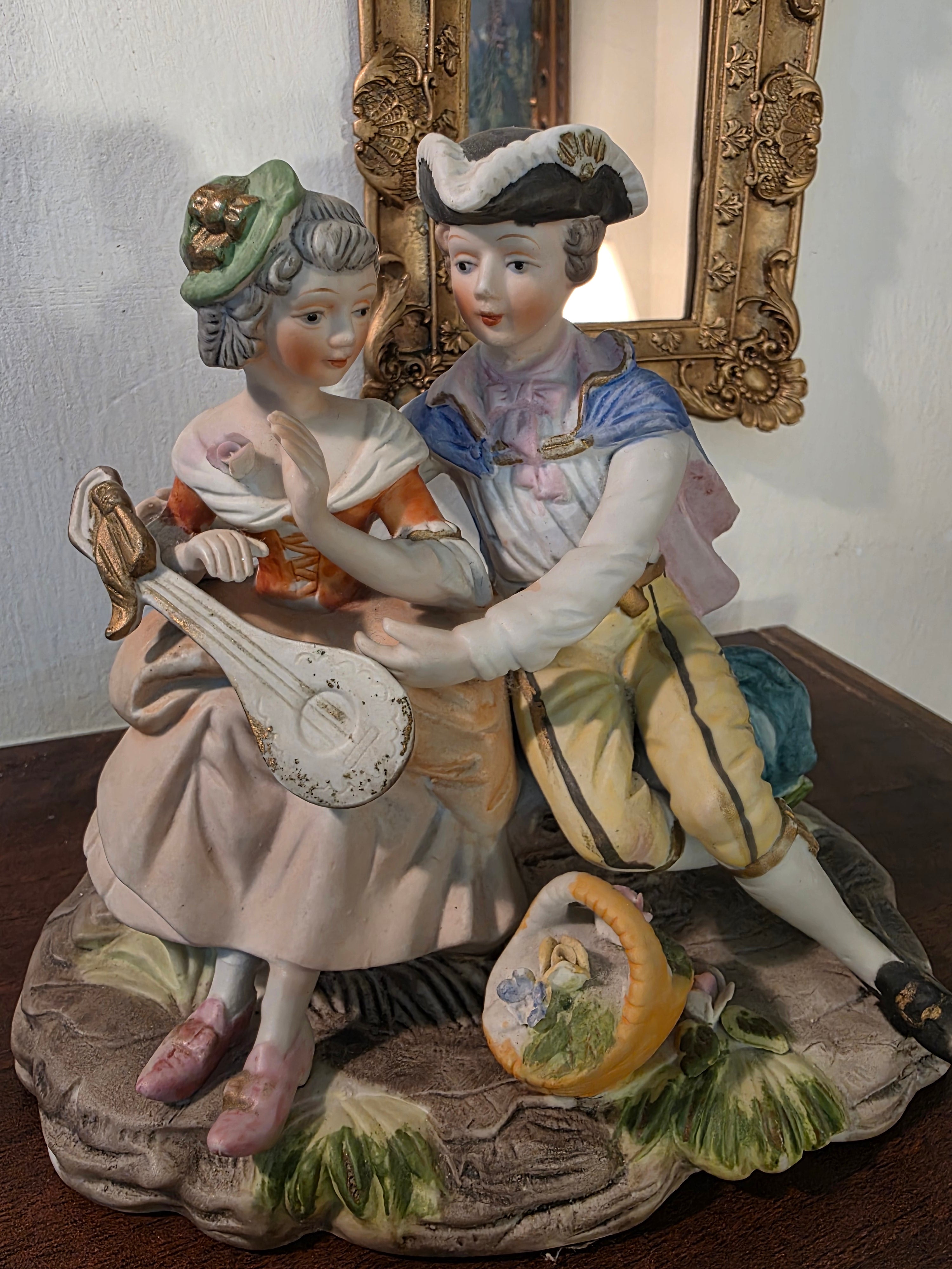 Royal Crown Porcelain Romantic Couple Figurine – Vintage Musical Scene