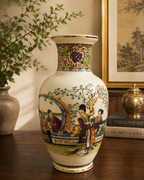 Vintage Japanese Chinoiserie Famille Rose Vase