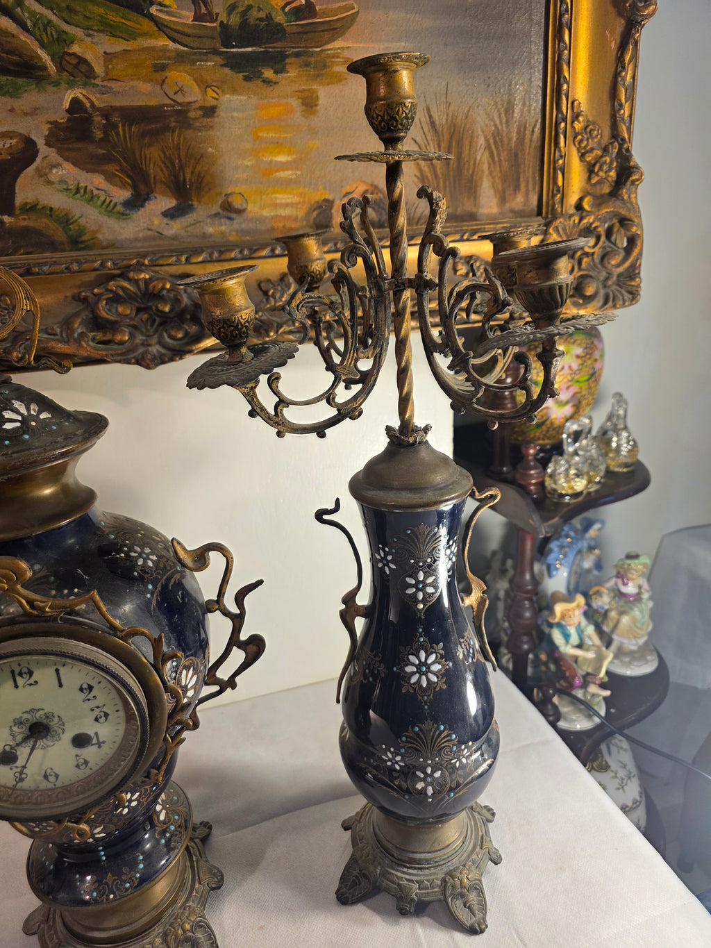Antique Sèvres Garniture Set – Clock & Candelabra Pair