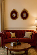Ornate Oval Wall Frames with Velvet Backing — Set of 2 (32 \times 23\text{ cm})