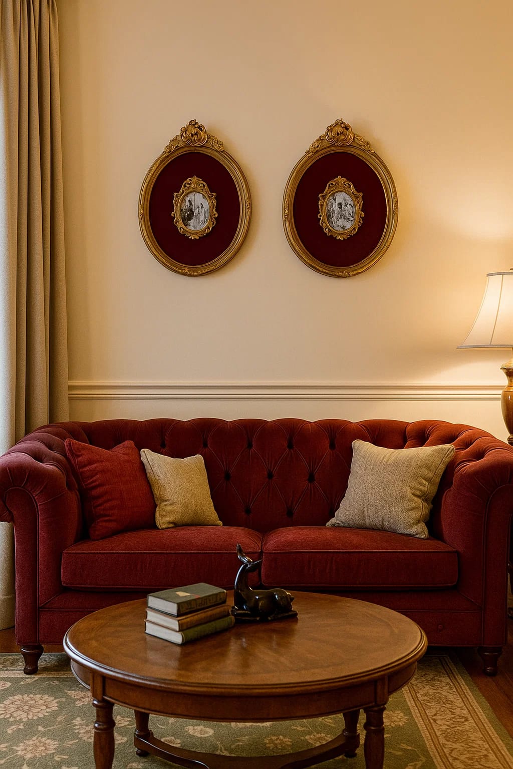 Ornate Oval Wall Frames with Velvet Backing — Set of 2 (32 \times 23\text{ cm})