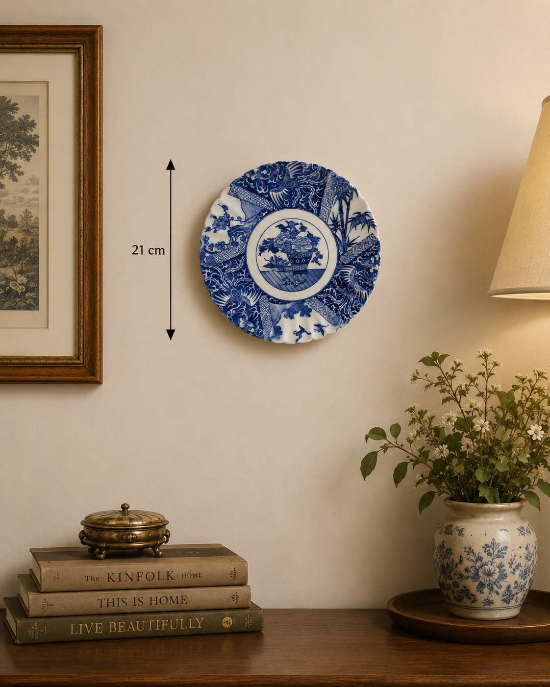 Blue & White Oriental Garden Decorative Plate