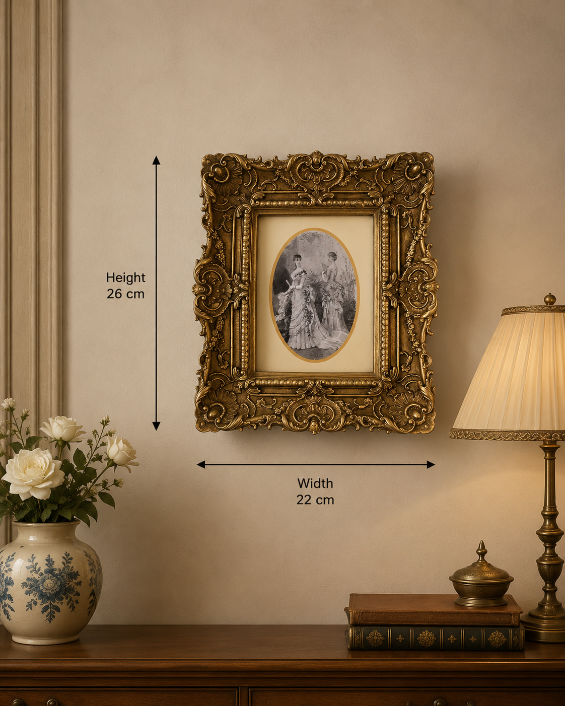 Vintage Victorian Portrait in Ornate Gold Frame
