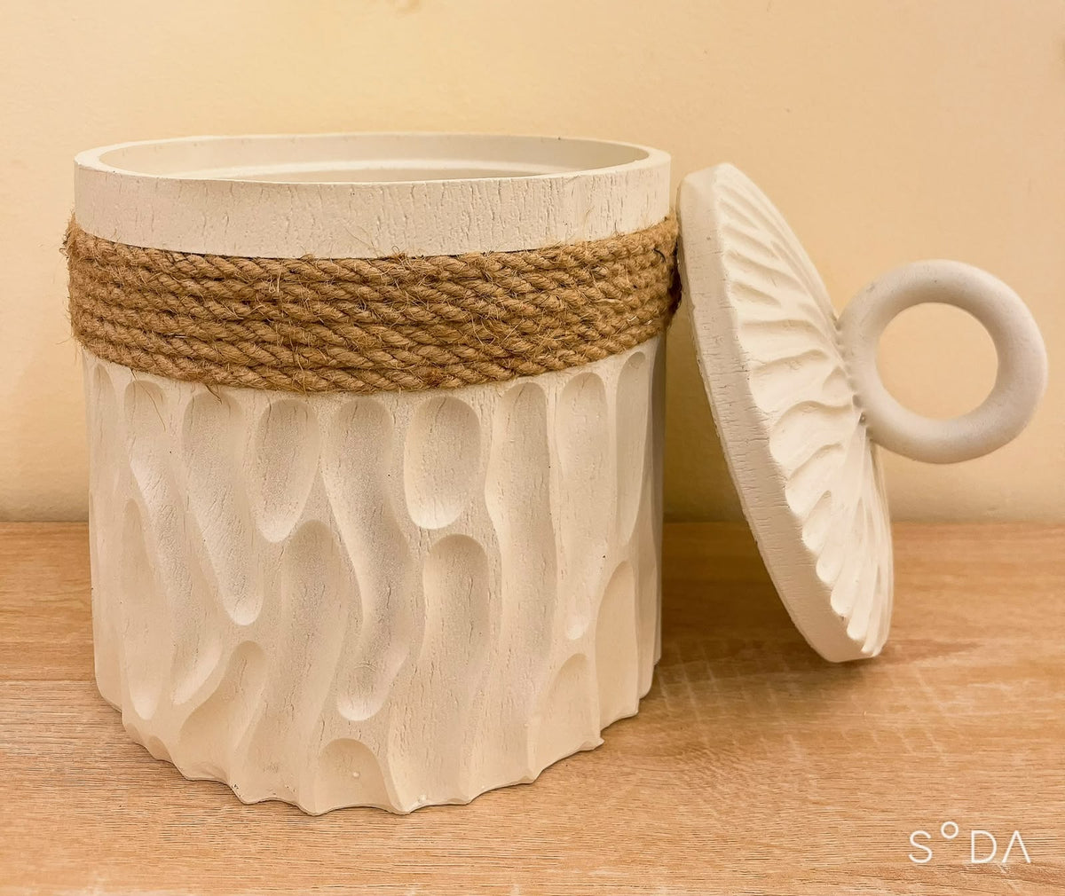 🤍 The Ivory Sculpted Storage Jar