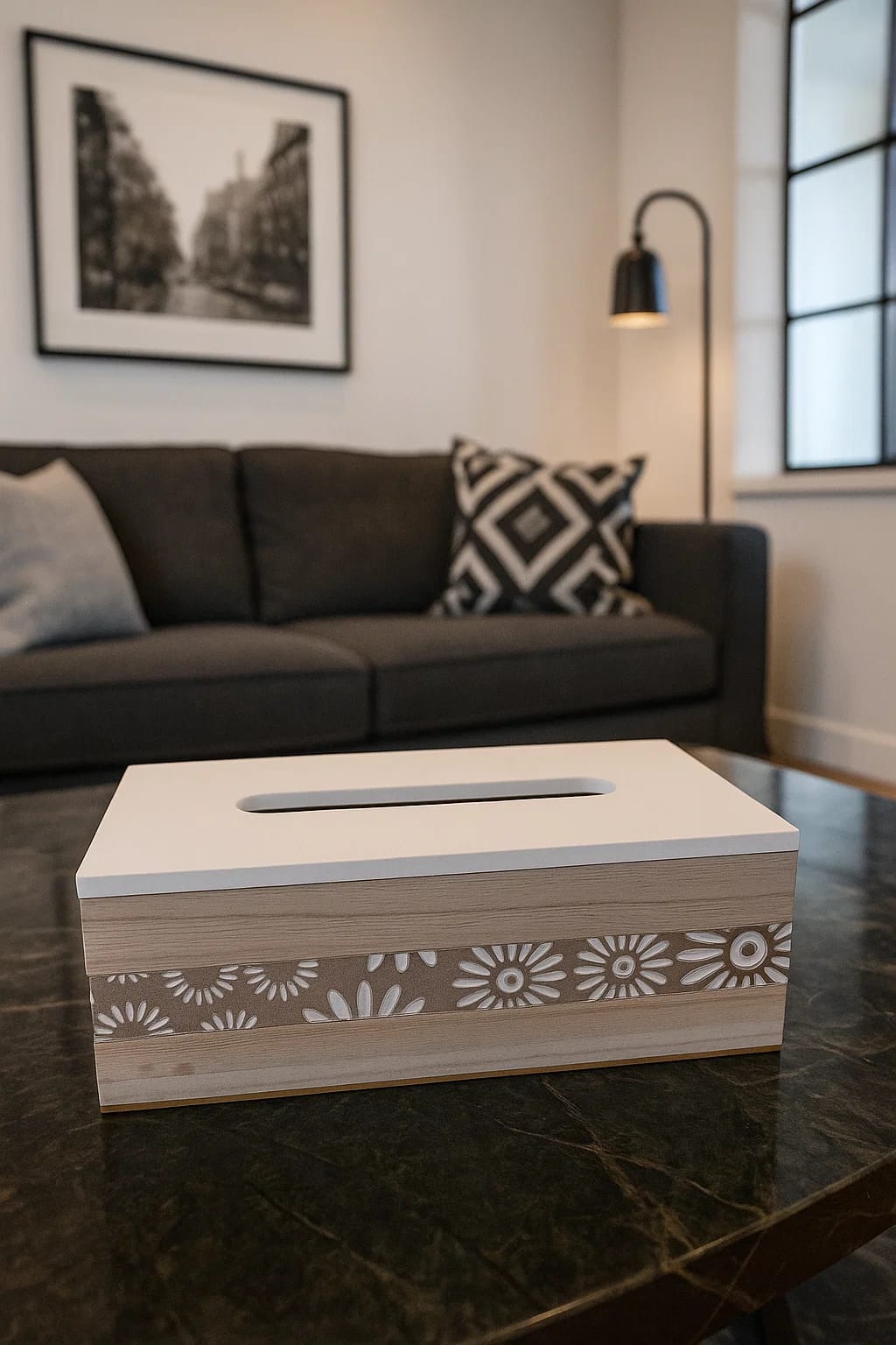 Carved Wooden Tissue Box