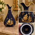 Vintage Limoges France Cobalt Blue & Gold Ewer Pitcher – Fragonard Scene, 14 cm