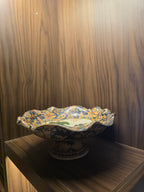 Royal Satsuma Hand-Painted Moriage Reticulated Pedestal Centerpiece Bowl