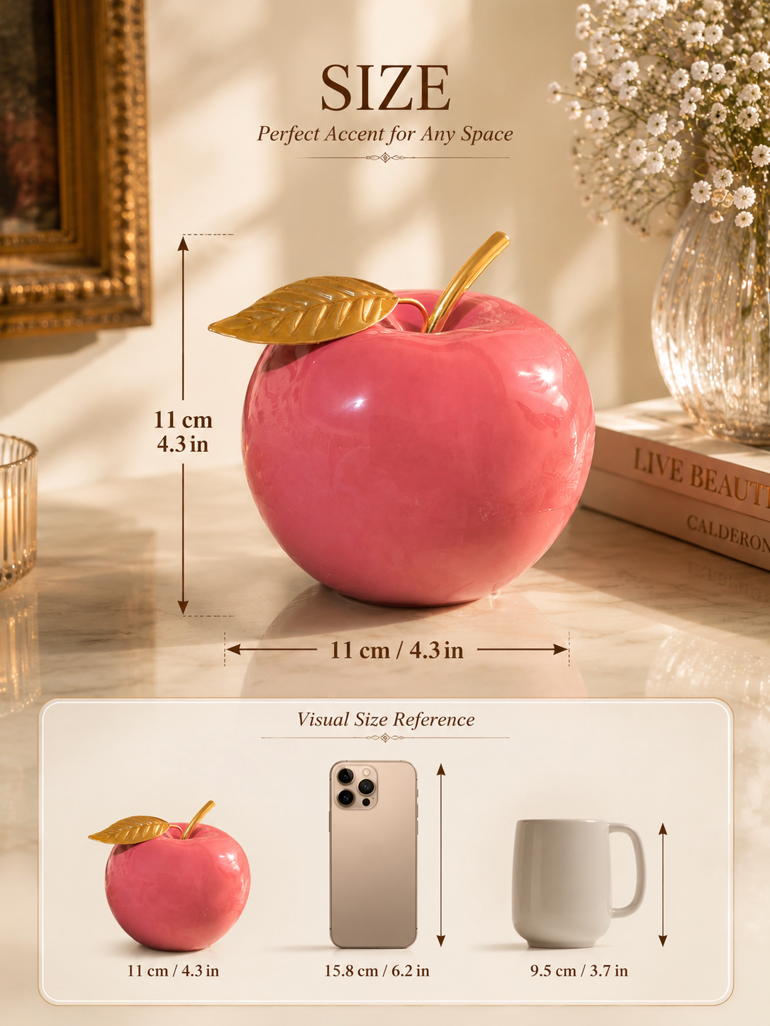 Golden Leaf Pink Apple Décor