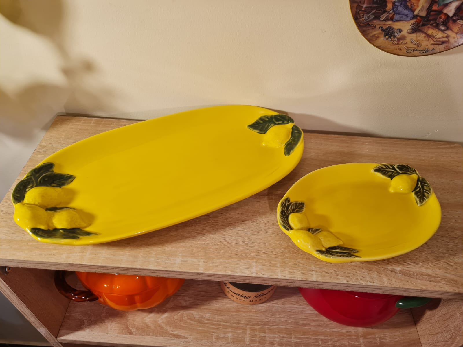 Mediterranean Lemon Ceramic Serving Platter Set