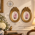 Timeless Rose Elegance – Set of 2 Vintage Wall Frames