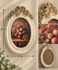 Vintage Floral Bouquet Wall Art – Ornate Oval Rose Frame