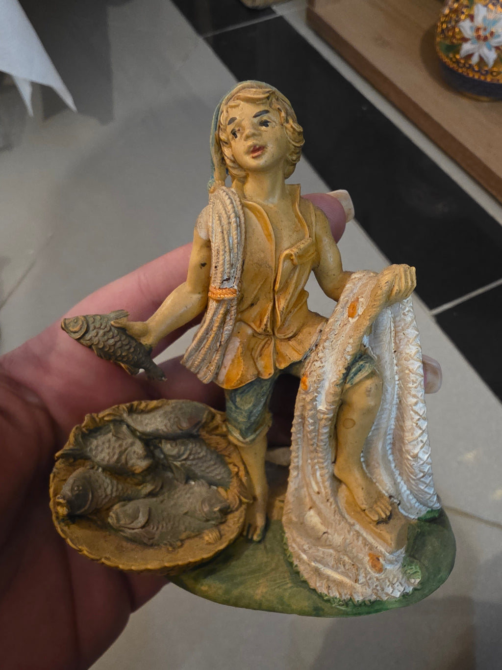 Vintage Euromarchi Italy 2973/D Nativity Fisherman Figurine - Unbreakable PVC