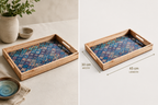 Mosaic-Inspired Wooden Serving Tray – 45 × 30 cm