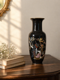 Japanese Peacock Vase – Black & Gold Elegance ✨