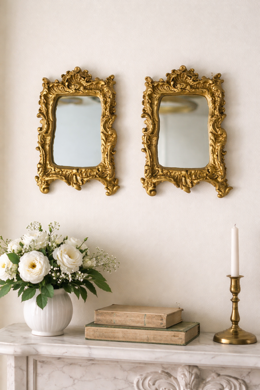 Antique Style Gilded Wall Mirrors – Set of Two