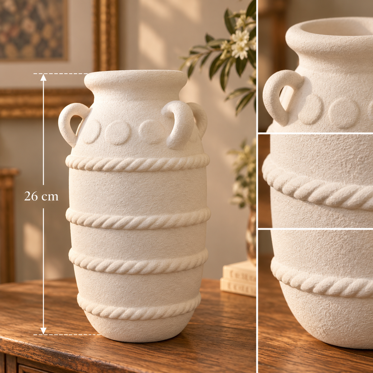 Ivory Sculpted Urn Vase 🤍