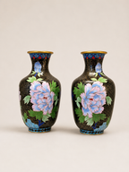 Floral Cloisonné Vase Duo