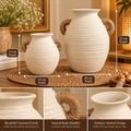 Ivory Textured Vases with Rope Handles